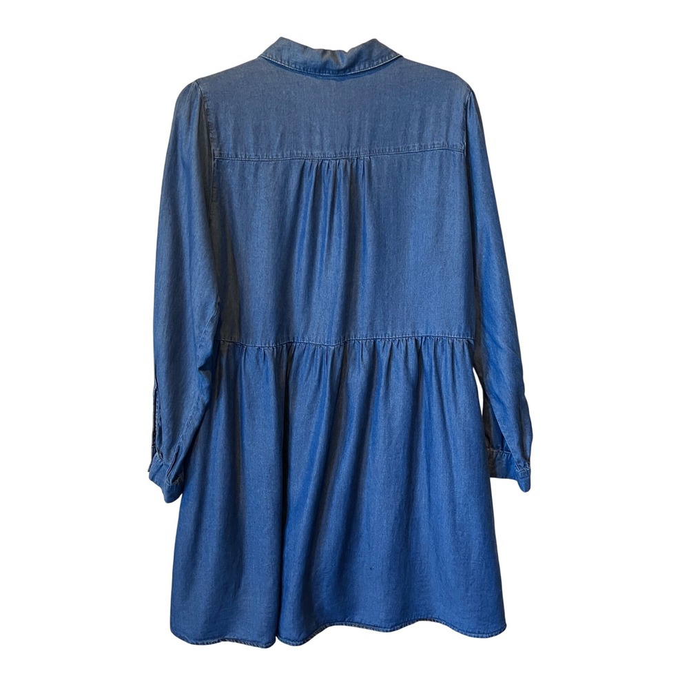 Womens Blue Lyocell Denim Babydoll Shirt Dress Size Large Pockets‎ - Picture 3 of 8